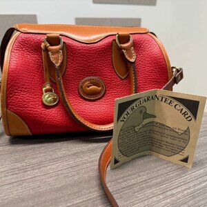 RARE Red Vintage Dooney & Bourke All Weather Leather Gladstone Bag